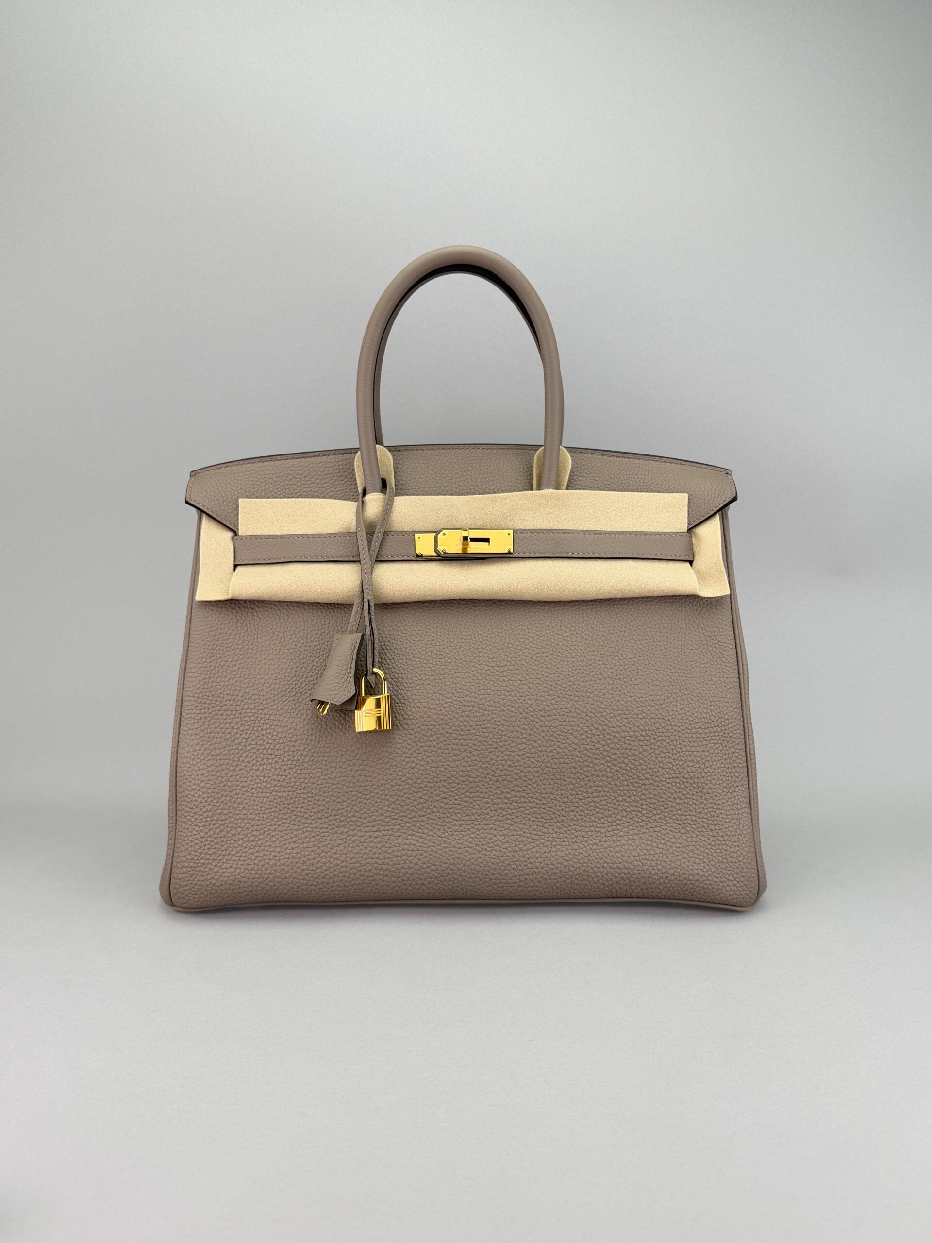 Hermes Birkin 35 Retourne Togo Gris Tourterelle Gold Hardware Preowned C Stamp
