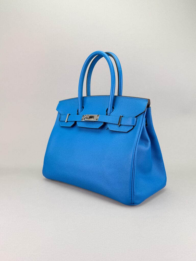 Hermes Birkin 30 Epsom Blue Zanzibar Palladium Hardware Preowned A Stamp