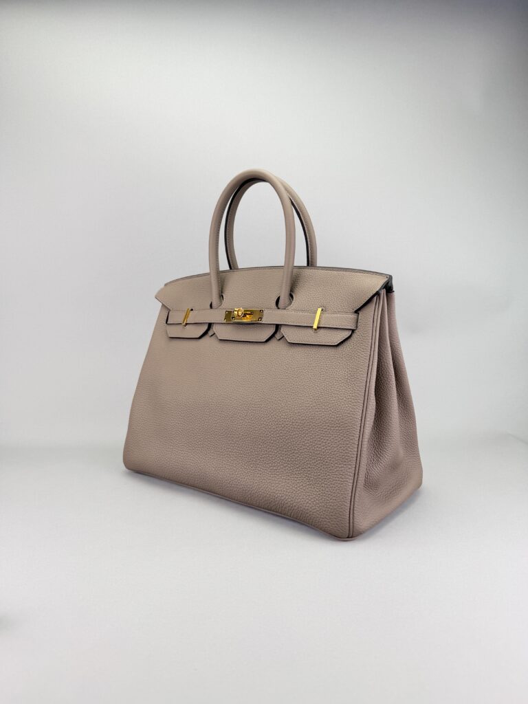 Hermes Birkin 35 Retourne Togo Gris Tourterelle Gold Hardware Preowned C Stamp